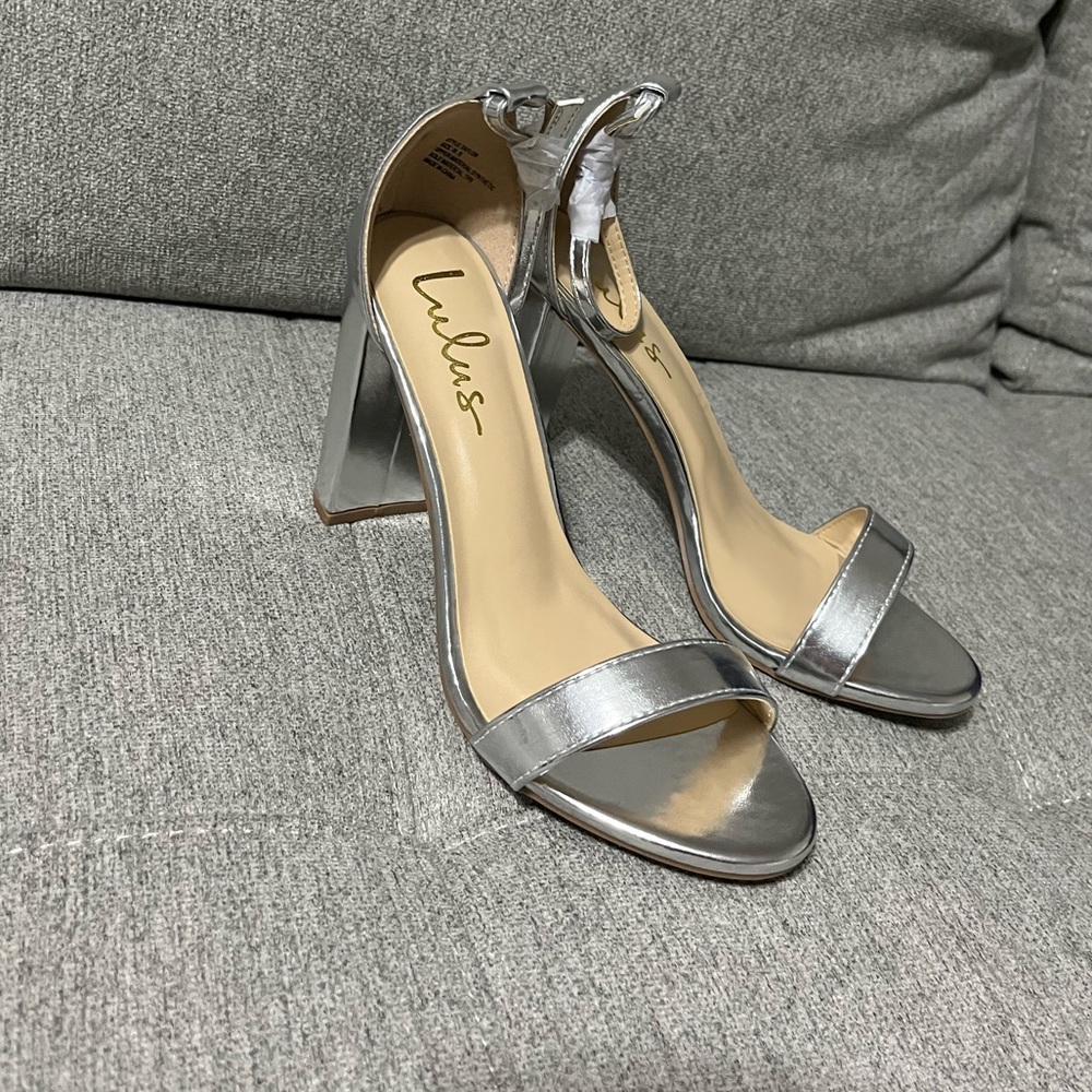 Metallic Silver Strappy Heels